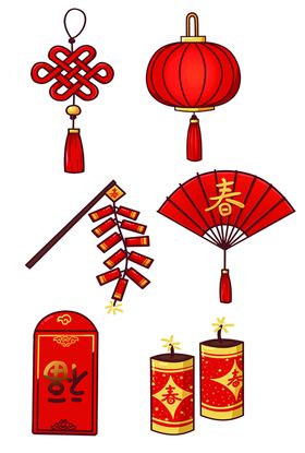 手绘春节用素材
