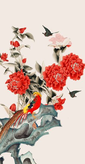 中式画装饰画玄关屏风电视背景墙
