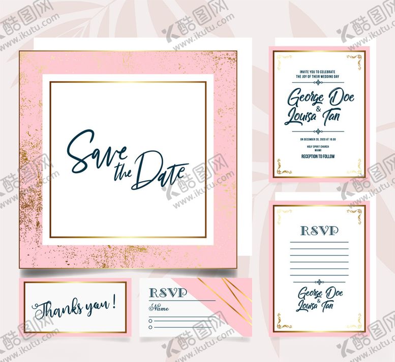 编号：94970111011241082322【酷图网】源文件下载-粉色婚礼卡片