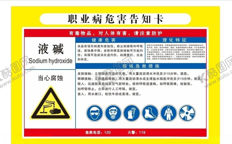 编号：14912509111312262555【酷图网】源文件下载-危害告知牌-液碱