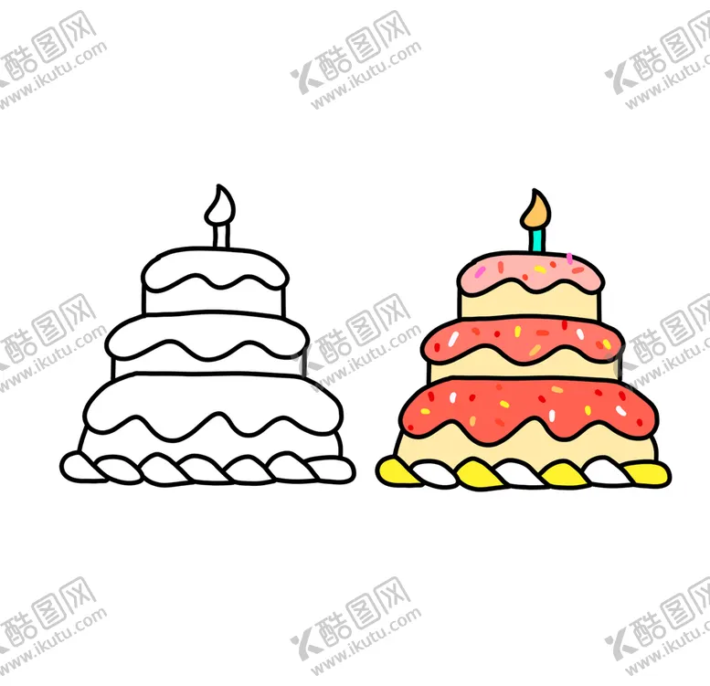 编号：90314710070048262096【酷图网】源文件下载-卡通简笔画蛋糕