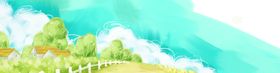 水彩水墨背景花纹江南乡毛笔画