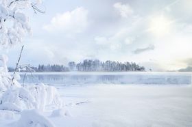 冬天雪人雪景背景插画图