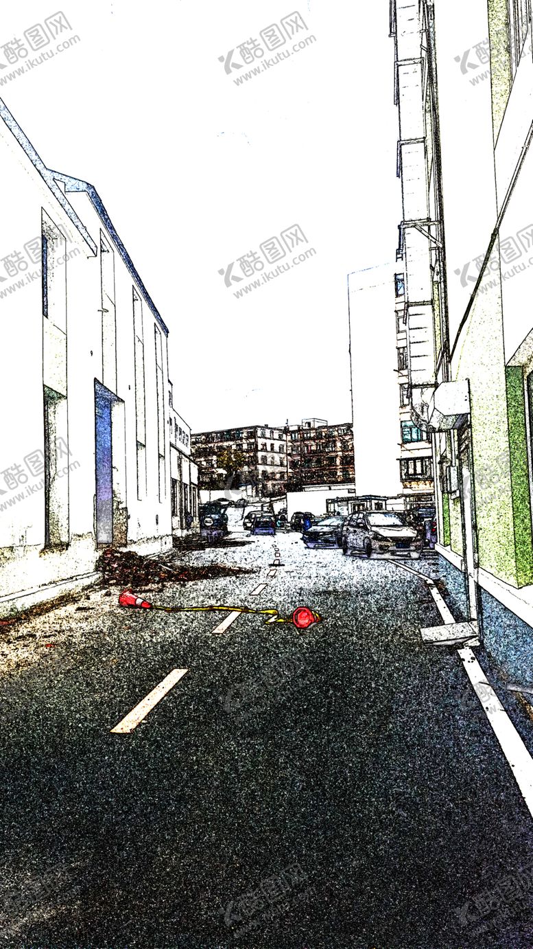 编号：73534110082209496409【酷图网】源文件下载-街道手绘效果照片