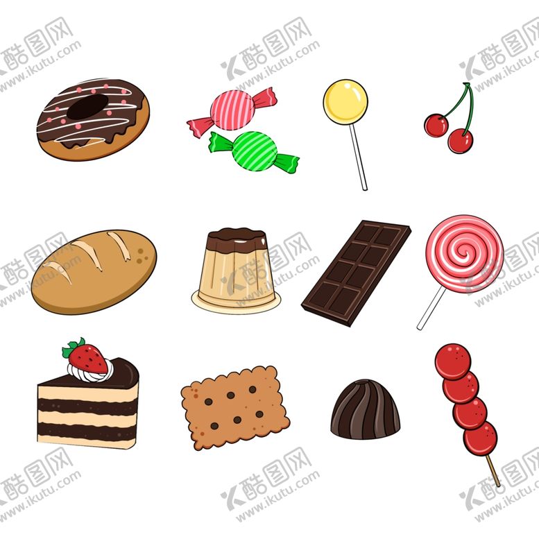 编号：59906102190357204991【酷图网】源文件下载-各种甜品零食插画