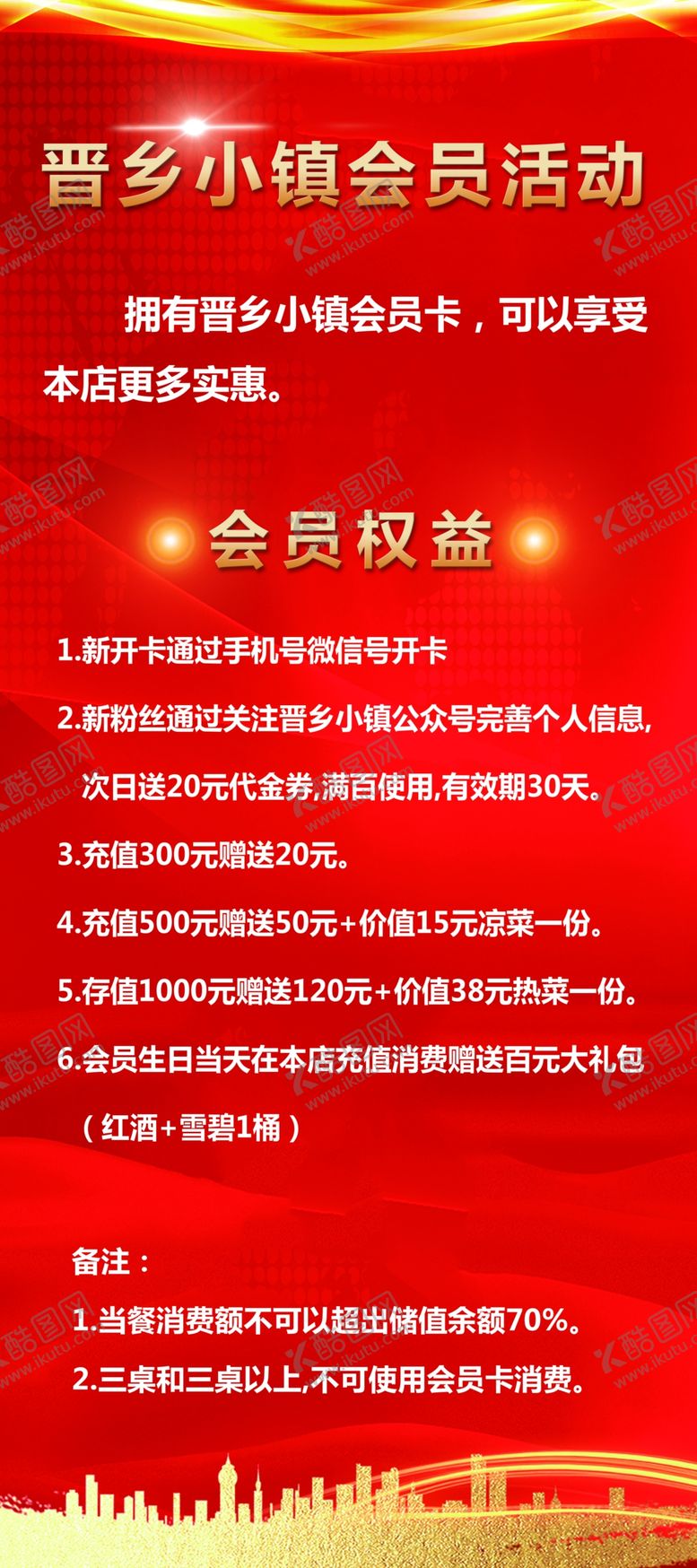 编号：55285010130831297320【酷图网】源文件下载-饭店会员活动展架
