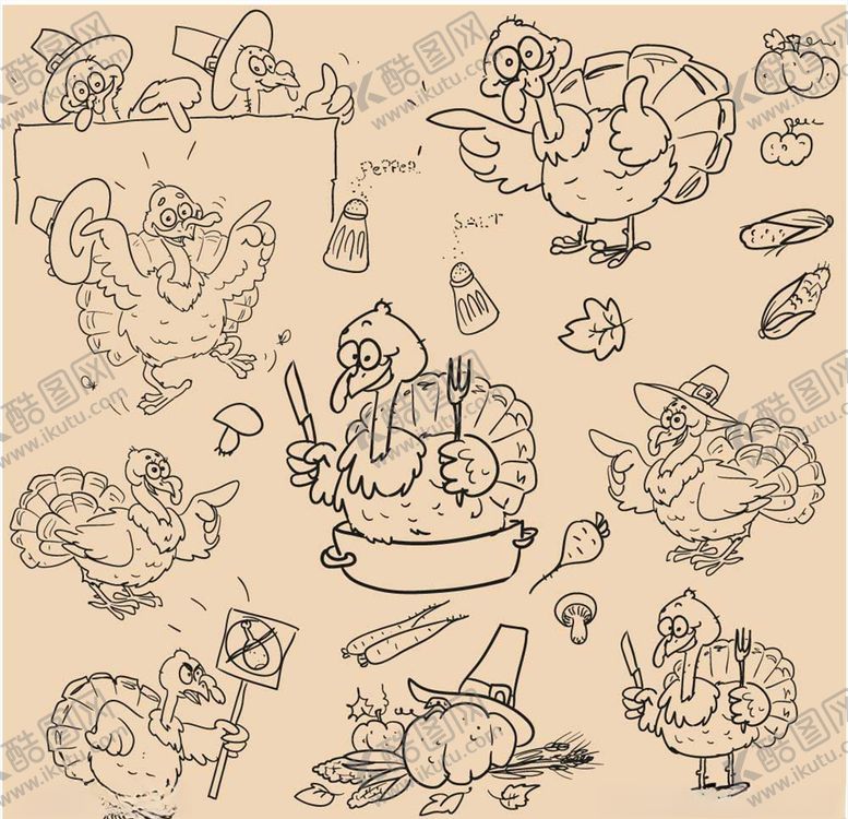 编号：53358309221452358931【酷图网】源文件下载-卡通火鸡