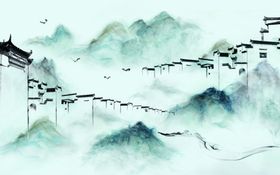 新中式水墨山水画