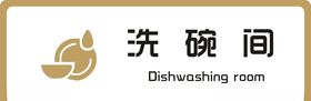 标牌洗碗间金色缕空