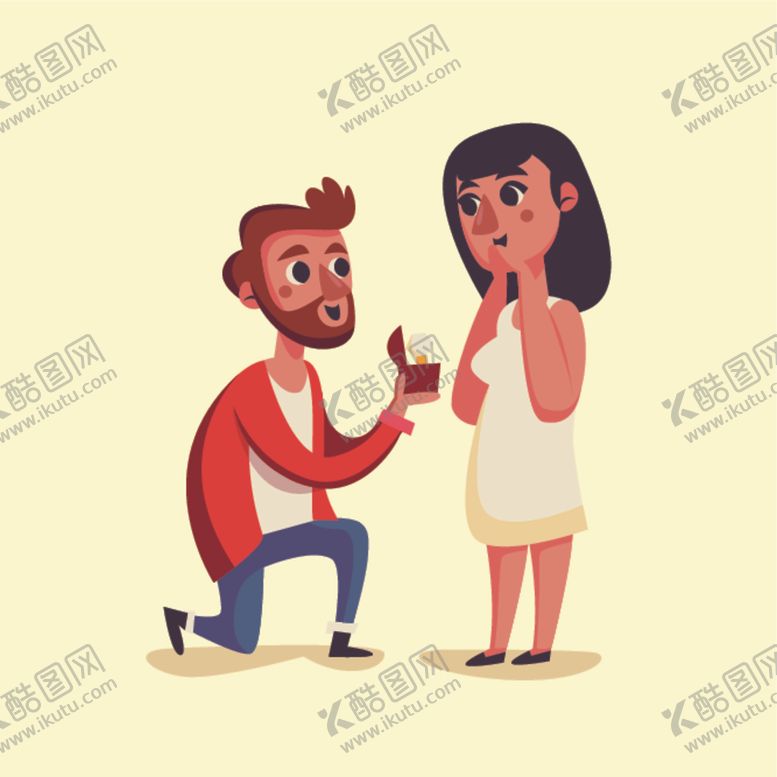 编号：24587105140251064165【酷图网】源文件下载-卡通人物求婚