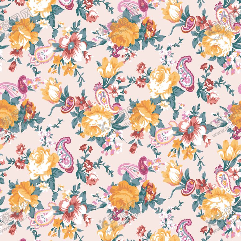 编号：72725104031157544016【酷图网】源文件下载-多彩花卉图案布料纹理