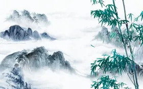 山水画高清PSD办公室