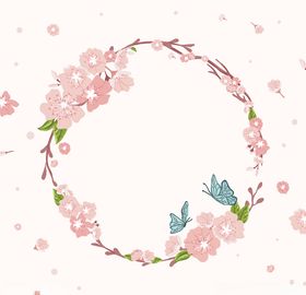 樱花植物卉壁纸AI矢量图树
