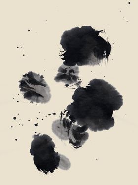 墨迹黑白水画喷水笔毛笔
