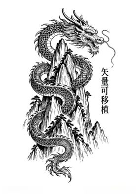 中式龙盘山峰图腾