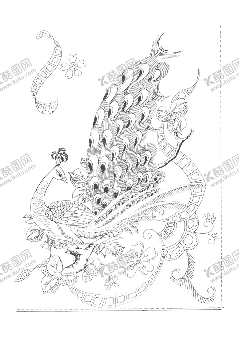 编号：33392306270333572999【酷图网】源文件下载-传统刺绣花纹线稿