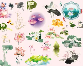 荷花莲摄影莲封面水墨莲小图标