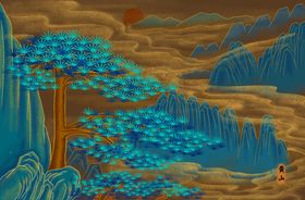 松树复古古风插画背景素材