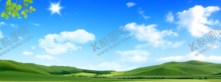 编号：12683804162110218872【酷图网】源文件下载-蓝天白云下的绿色原野