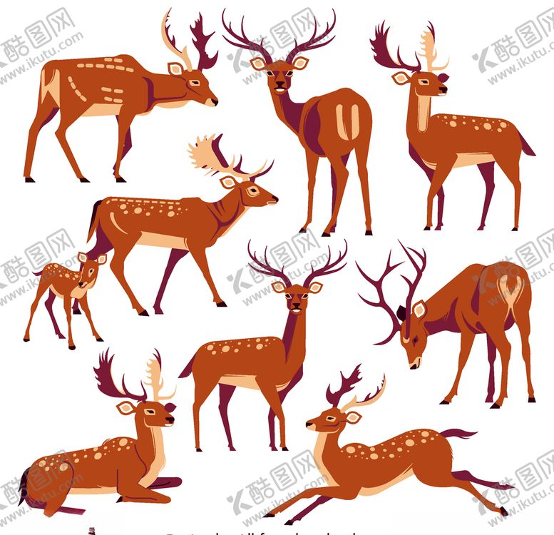 编号：76763510041347374385【酷图网】源文件下载-9款创意鹿设计