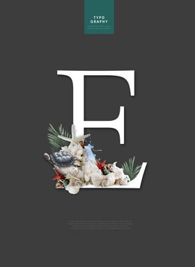 创意英文字母T花朵组合海报