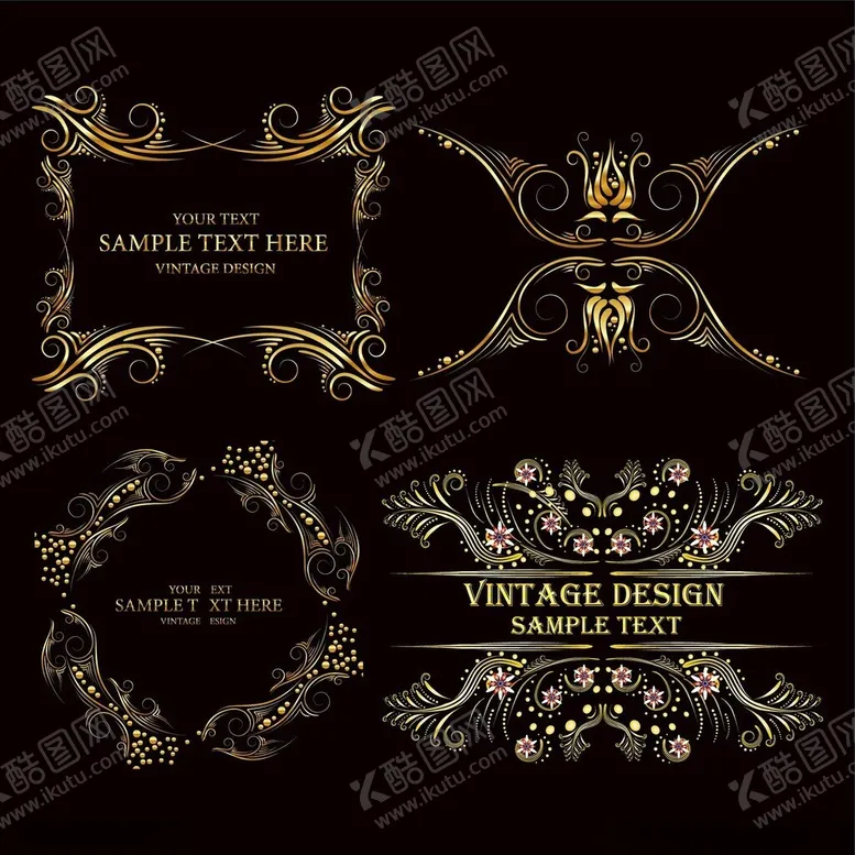 编号：31985804011130334762【酷图网】源文件下载-金色华丽节日装饰元素