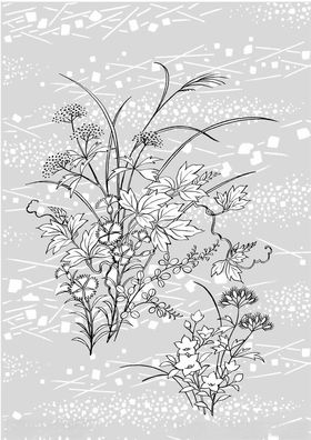 日本线描植物花卉矢量素材