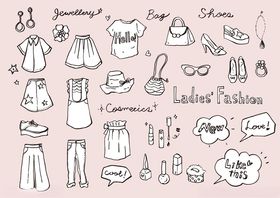 手绘时尚服饰配饰集合