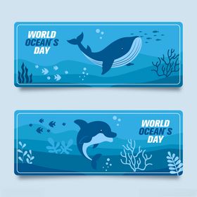 世界海洋日海洋生物横幅
