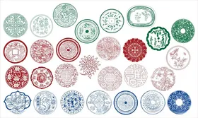 圆形花边边框传统图案花纹