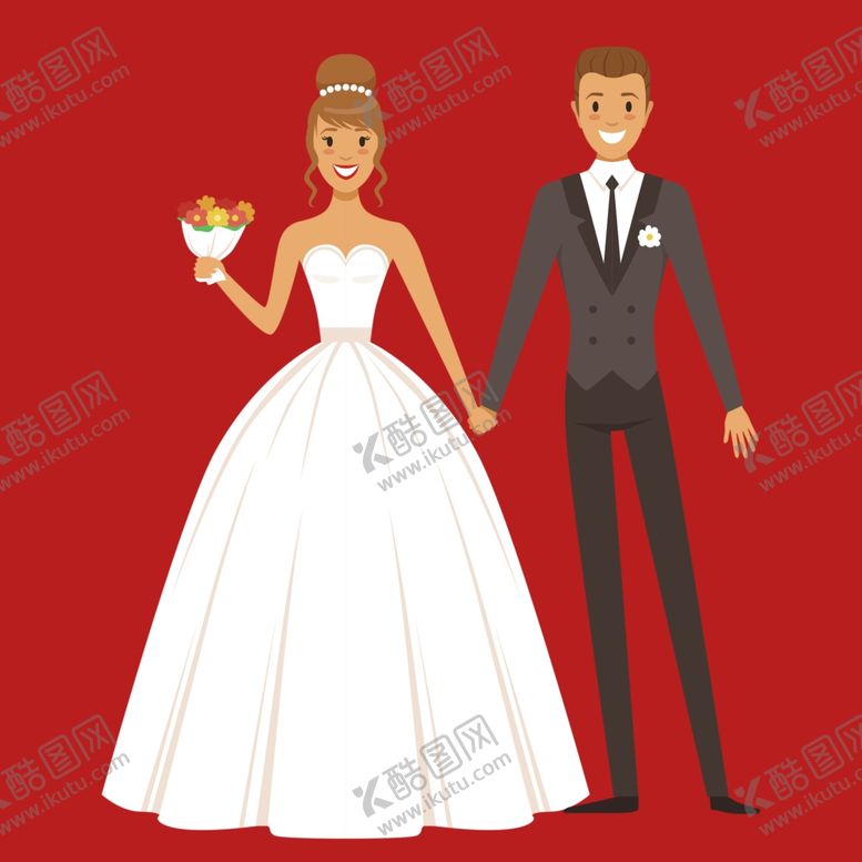 编号：15541602030036037700【酷图网】源文件下载-手绘结婚男女