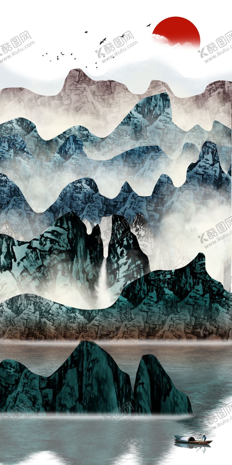 编号：50629604162225583656【酷图网】源文件下载-水墨山水玄关