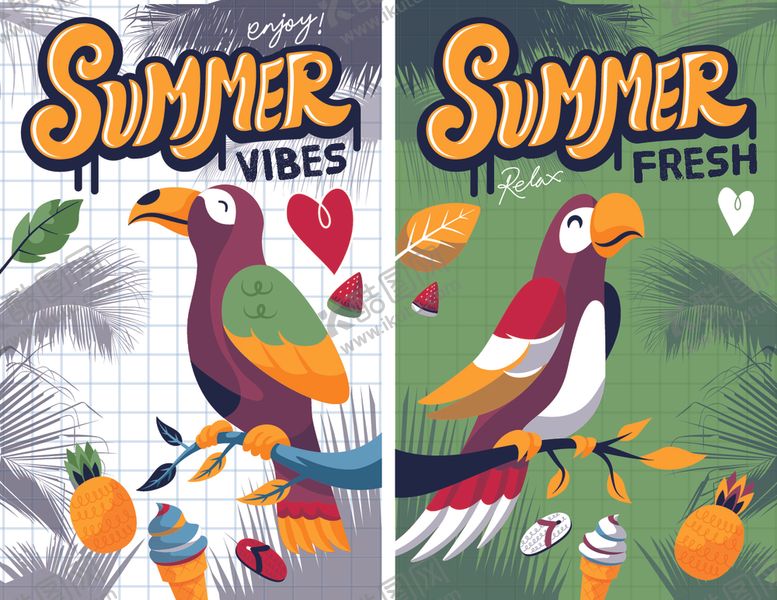 编号：68516309141236479115【酷图网】源文件下载-夏日氛围鹦鹉