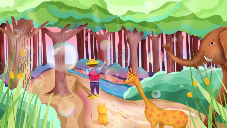 编号：36815105101548239972【酷图网】源文件下载-创意风景卡通插画