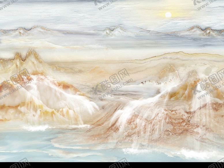 编号：78175605101151437641【酷图网】源文件下载-流水生财大理石背景墙