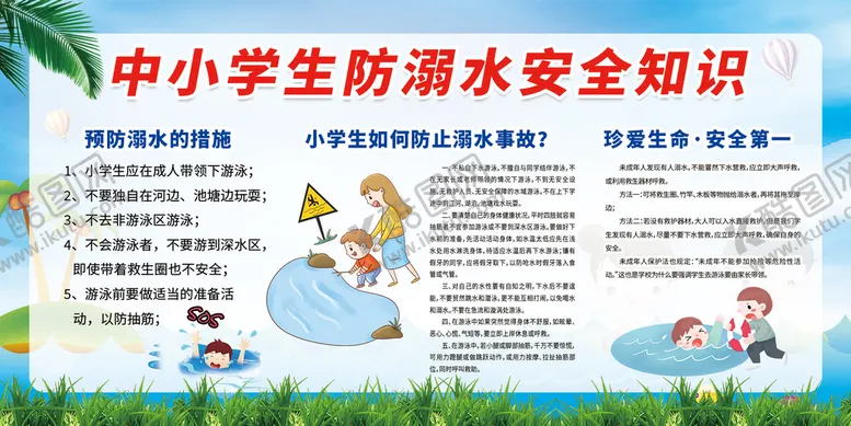 编号：49381009260849286210【酷图网】源文件下载-中小学生防溺水安全知识展板PS