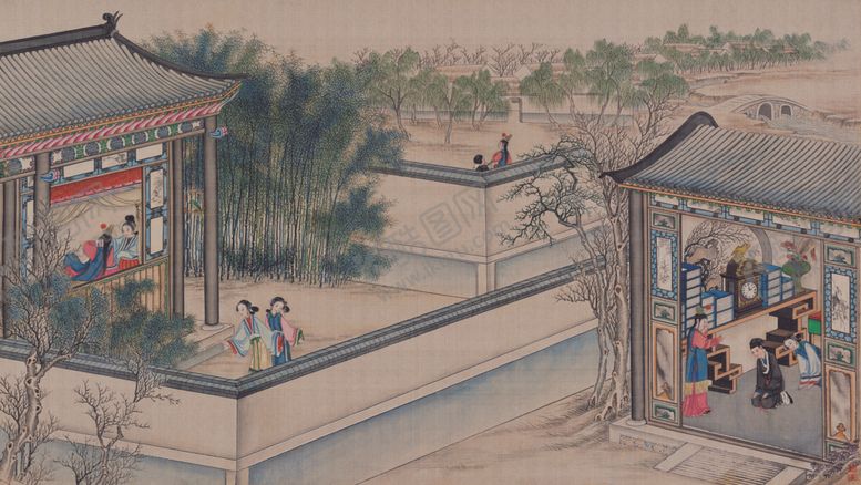 编号：56767609260522175321【酷图网】源文件下载-红楼梦场景精美工笔画