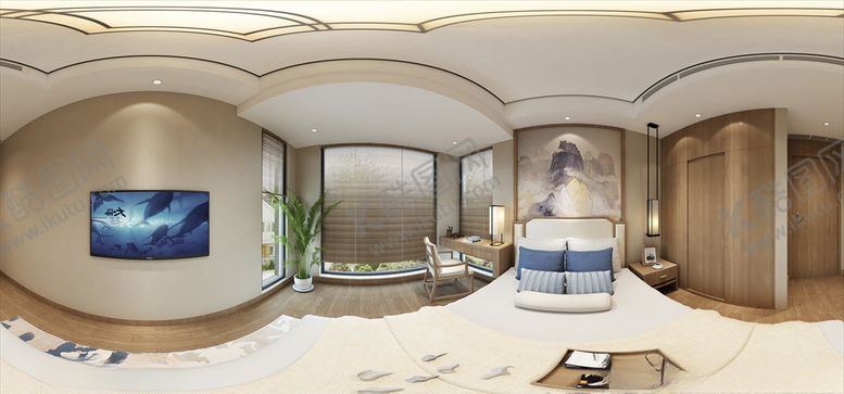 编号：44375509230103489293【酷图网】源文件下载-新中式卧室