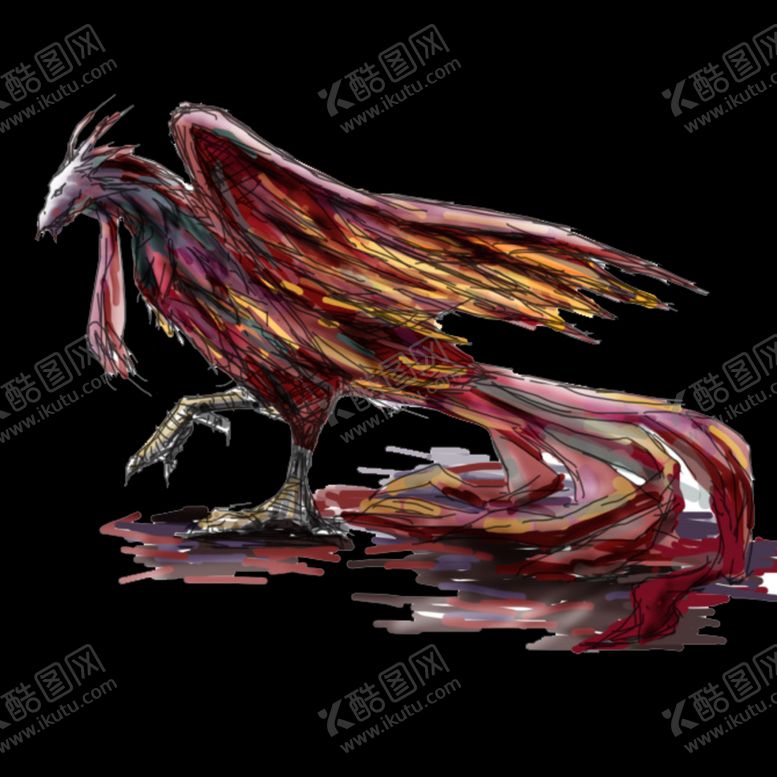 编号：91261805180645293919【酷图网】源文件下载-手绘水彩凤凰