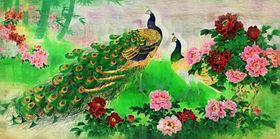 复古花纹孔雀图