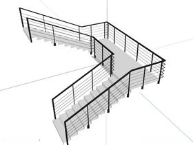C4D模型白色楼梯大气建筑空间