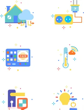 卡通手绘家居家电科技智能安全锁