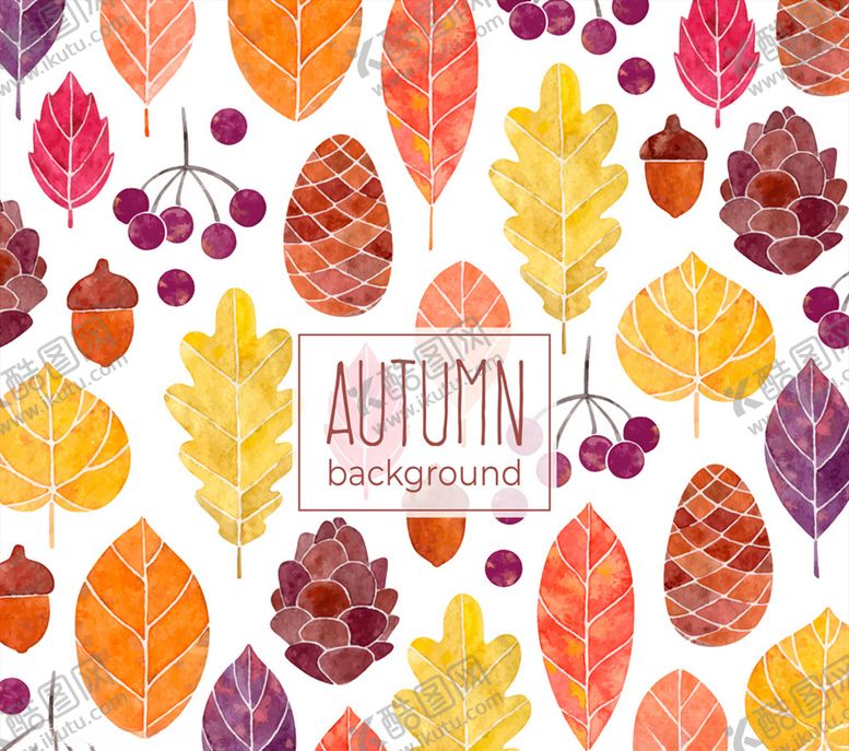 编号：76344309272321184402【酷图网】源文件下载-彩色秋季元素无缝背景