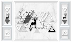 几何鹿背景墙