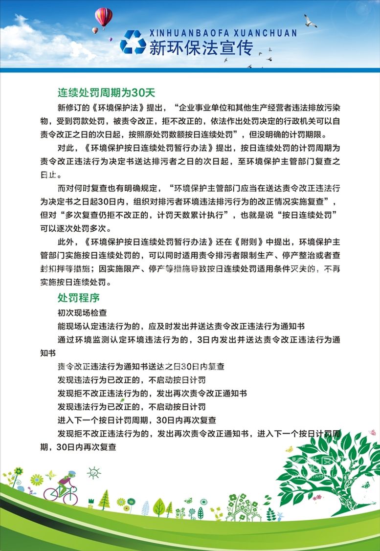 编号：54603412160632047277【酷图网】源文件下载-新环保法宣传处罚程序和周期