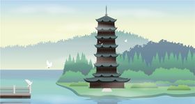 景点门票促销桂林日月塔蓝色摄影