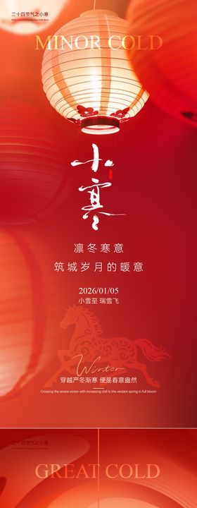 小寒大寒新年喜庆海报