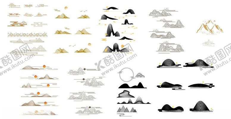 编号：24739209201741177741【酷图网】源文件下载-中国风山水线条矢量图