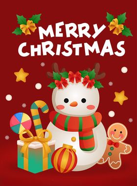 圣诞雪人及节日礼物装饰