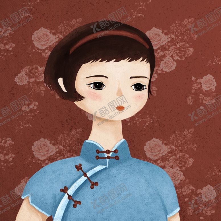 编号：47473009200644336912【酷图网】源文件下载-手绘女孩插画漂亮民国风